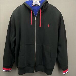 NWOT Polo Ralph Lauren Men’s 3XB Black Heavyweight Blue Fleece Hoodie Full Zip